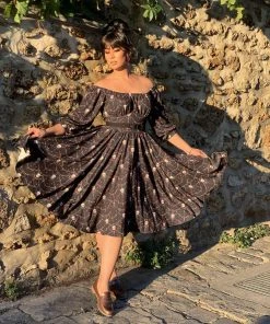 LBHM Final Sale - Marie-Thérèse Peasant Dress In Halloween Skull Lace Crepe | Laura Byrnes & Hope Johnstun Shop All In-Stock Items By Size