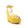LUV Fashion Katherine Platform Wedge Sandal In Mustard Faux Suede