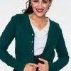 Jazmine Heart Knit Cardigan In Green | Voodoo Vixen