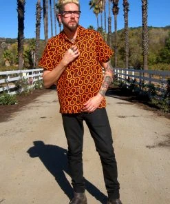 Unisex Button Down Shirt In Hotel Hexagon Sateen | Laura Byrnes Design What's New, Pussycat?