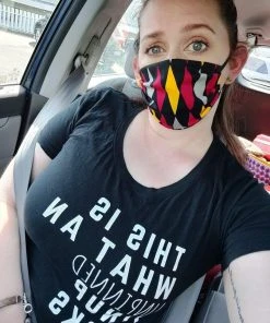 Pinup Girl Clothing Social Distancing Fabric Masks - Set Of 4pcs - Style #5 - Adult - Red House Harlequin Cotton Sateen What's New, Pussycat?