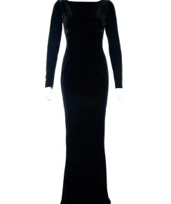 Laura Byrnes Design OYS - XS - S - M - 3x - Beatrix Vintage Sheath Gown In Black Velvet | Laura Byrnes