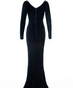 Laura Byrnes Design OYS - XS - S - M - 3x - Beatrix Vintage Sheath Gown In Black Velvet | Laura Byrnes