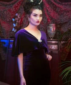 Laura Byrnes Design OYS Final Sale - Laura Byrnes California Gilda Cape In Purple Velvet Shop All In-Stock Items By Size