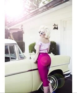 Traci Lords For Couture For Every Body Shop All In-Stock Items By Size Final Sale - Allison Bad Girl Vintage High Waist Capri Pants In Hot Pink Bengaline | Traci Lords