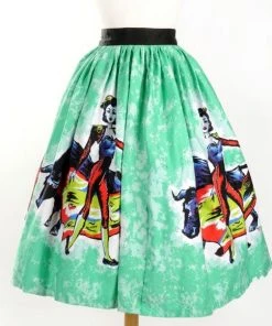 Final Sale - Bella Gathered Swing Skirt In Matador | Pinup Couture