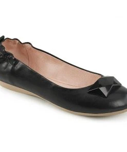 Pleaser Geometric Jane Flats In Black Faux Leather