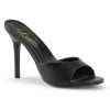 Pleaser The Hot Girl Peep Toe Mule In Black Faux Leather What's New, Pussycat?