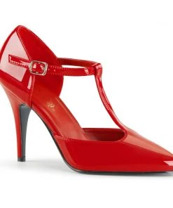 Pleaser Vanity T-Strap D'Orsay Pump In Patent Red What's New, Pussycat?