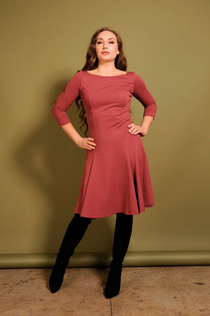 Original Design Sabrina Swing Dress In Marsala | Laura Byrnes Design 4 Original Design Sabrina Swing Dress In Marsala | Laura Byrnes Design