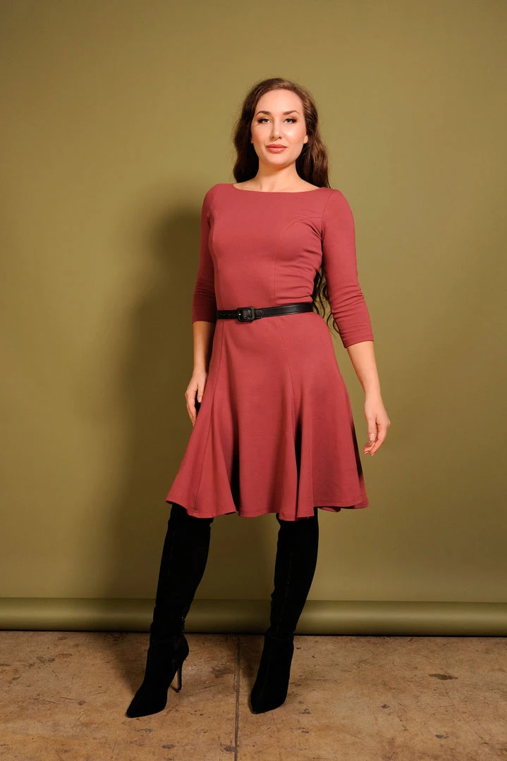 Original Design Sabrina Swing Dress In Marsala | Laura Byrnes Design 3 Original Design Sabrina Swing Dress In Marsala | Laura Byrnes Design