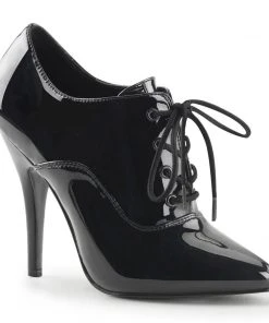 Pleaser Give 'Em The Booties Heel In Black Faux Patent Leather What's New, Pussycat?