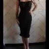 Pinupgirlclothing.com OYS S Wiggle Dress In Black Satin - L29 Shop All In-Stock Items By Size