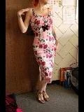 Pinupgirlclothing.com OYS S Evangeline Wiggle Dress In Pink Lips And Roses - L32 Shop All In-Stock Items By Size