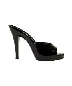 Pleaser What's New, Pussycat? The Bad Girl Platform Mule Heel In Black Vegan Patent | Pinup Girl Clothing