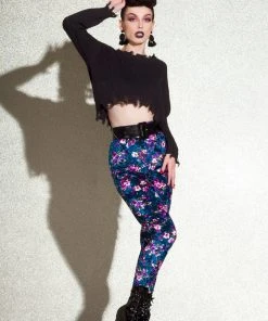 Traci Lords For Couture For Every Body Final Sale - Lola Pant Long Crushed Velvet Leggings In Blue Floral Print By Traci Lords 19 Traci Lords For Couture For Every Body Final Sale - Lola Pant Long Crushed Velvet Leggings In Blue Floral Print By Traci Lords