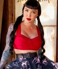 Traci Lords For Couture For Every Body OYS Final Sale - Allison Crop Top In Red Bengaline By Traci Lords