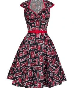 Shop All In-Stock Items By Size Final Sale - Pinup Couture Heidi Dress In Black Bandana Print
