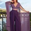 Rubber Ducky COMING SOON - Gothic Glamour Crop Top In Grape Purple With Floor Length Sheer Cape Sleeves