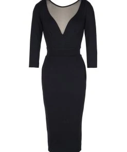 Final Sale - Theodora Wiggle Dress In Black Ponte De Roma | Deadly Dames 12 Final Sale - Theodora Wiggle Dress In Black Ponte De Roma | Deadly Dames