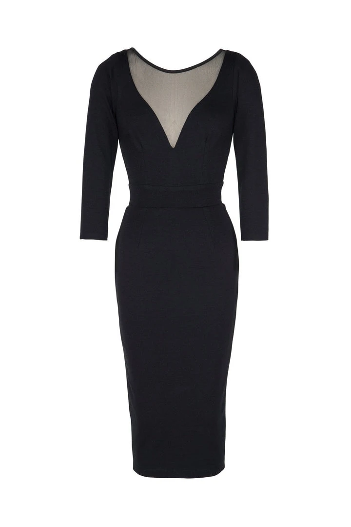 Final Sale - Theodora Wiggle Dress In Black Ponte De Roma | Deadly Dames 7 Final Sale - Theodora Wiggle Dress In Black Ponte De Roma | Deadly Dames