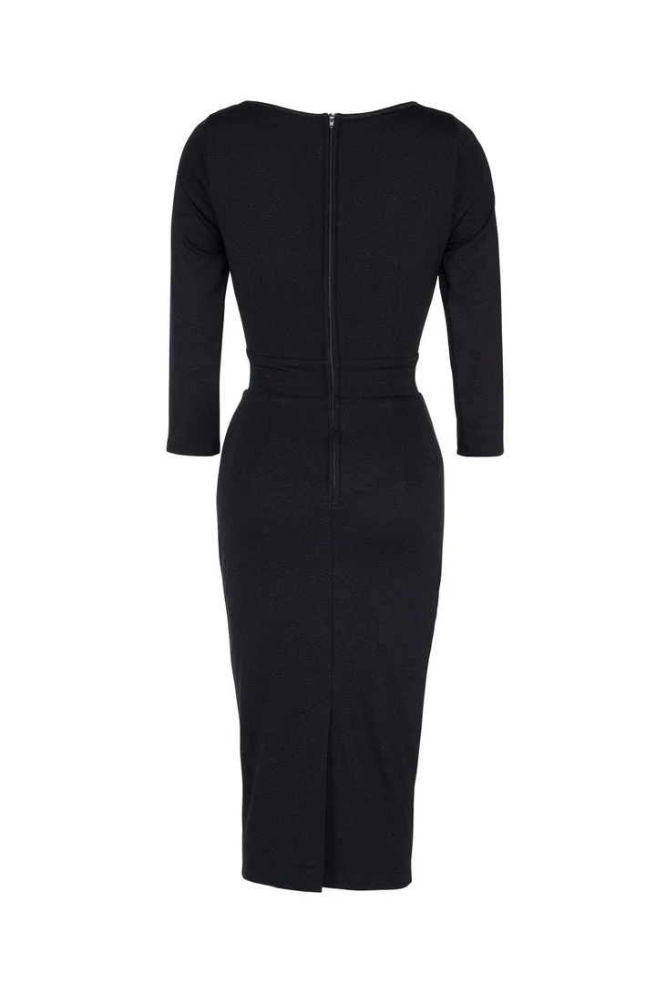 Final Sale - Theodora Wiggle Dress In Black Ponte De Roma | Deadly Dames 8 Final Sale - Theodora Wiggle Dress In Black Ponte De Roma | Deadly Dames