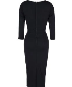 Shop All In-Stock Items By Size Final Sale - Theodora Wiggle Dress In Black Ponte De Roma | Deadly Dames
