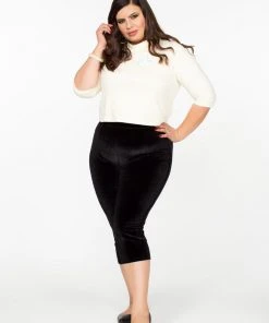 Traci Lords For Couture For Every Body OYS - XS - 4X - FINAL SALE - Allison Capri Leggings In Black Stretch Velvet | Traci Lords Shop All In-Stock Items By Size