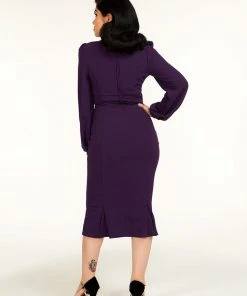 Laura Byrnes Design Final Sale - Rachel Dress In Purple Stretch Crepe By Traci Lords Shop All In-Stock Items By Size