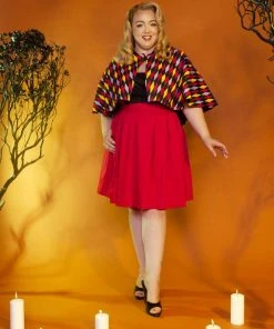 Shop All In-Stock Items By Size OYS Magically Made For Couture For Every Body Celestina Reversible Capelet In Black And Red House Harlequin