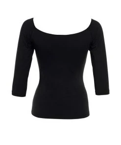 Final Sale - The Kayla 3/4 Sleeve Top In Black Stretch Cotton Knit | Deadly Dames