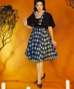 OYS Final Sale - Magically Made For Couture For Every Body Celestina Reversible Capelet In Black And Blue House Harlequin Shop All In-Stock Items By Size