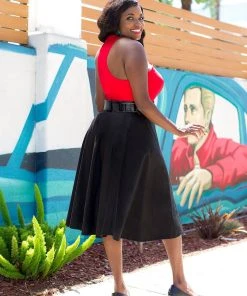 The Vintage Doris Swing Skirt In Black Cotton Sateen | Pinup Couture Shop All In-Stock Items By Size