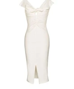 Final Sale - Dixiefried Niagara Wiggle Dress In Solid White Stretch Bengaline