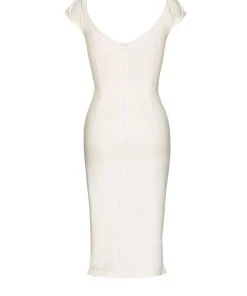 Final Sale - Dixiefried Niagara Wiggle Dress In Solid White Stretch Bengaline
