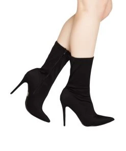 Pinup Girl Clothing Shop All In-Stock Items By Size Final Sale - Night Owl Mid Ankle Boot In Black