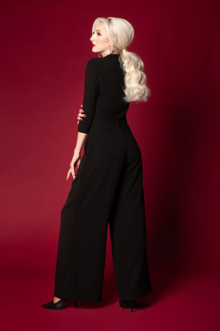 Dietrich Vintage Wide Leg Trousers In Black Crepe 32" Inseam | Laura Byrnes Design What's New, Pussycat? 7 Dietrich Vintage Wide Leg Trousers In Black Crepe 32" Inseam | Laura Byrnes Design What's New, Pussycat?