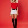 Couture For Every Body Shop All In-Stock Items By Size Final Sale - Joanna Short Sleeve Crop Top In Red 1 Couture For Every Body Shop All In-Stock Items By Size Final Sale - Joanna Short Sleeve Crop Top In Red