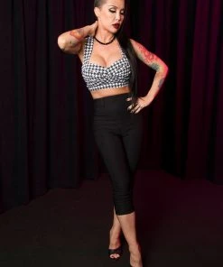 Traci Lords For Couture For Every Body Final Sale - Allison Crop Top In Houndstooth Bengaline By Traci Lords
