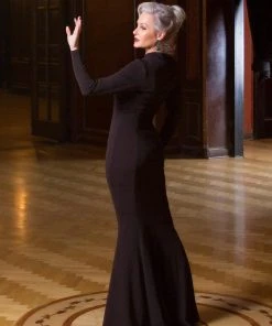 Supreme Maxi Dress With Removable Shrug In Black Stretch Crepe | Traci Lords Shop All In-Stock Items By Size 19 Supreme Maxi Dress With Removable Shrug In Black Stretch Crepe | Traci Lords Shop All In-Stock Items By Size