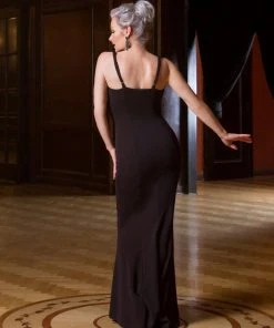 Supreme Maxi Dress With Removable Shrug In Black Stretch Crepe | Traci Lords Shop All In-Stock Items By Size 23 Supreme Maxi Dress With Removable Shrug In Black Stretch Crepe | Traci Lords Shop All In-Stock Items By Size