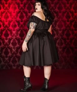 OYS Final Sale - Pinup Couture Peasant Dress In Black