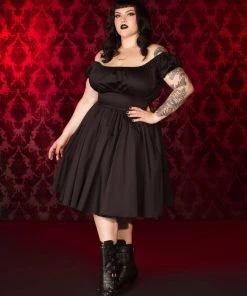 Shop All In-Stock Items By Size OYS Final Sale - Pinup Couture Peasant Dress In Black