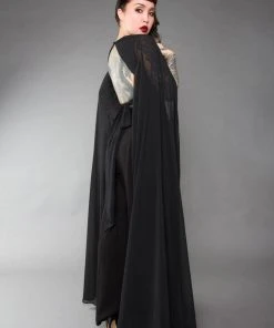 Rubber Ducky Shop All In-Stock Items By Size COMING SOON - Gothic Glamour Crop Top In Black With Floor Length Sheer Cape Sleeves