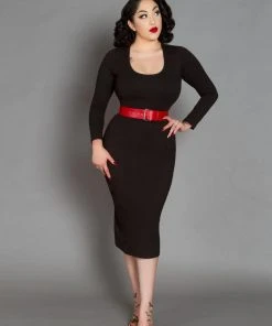 Couture For Every Body What's New, Pussycat? Hannah Wiggle Dress In Black Crepe | Laura Byrnes Design
