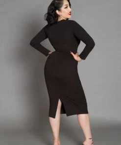 Couture For Every Body What's New, Pussycat? Hannah Wiggle Dress In Black Crepe | Laura Byrnes Design