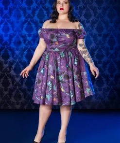 Shop All In-Stock Items By Size Final Sale - Pinup Couture Peasant Dress In Fortune Teller Print