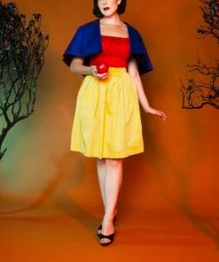 OYS Final Sale - Magically Made For Couture For Every Body Joanne Jumper Skirt With Removable Straps In Yellow Cotton Sateen