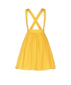 OYS Final Sale - Magically Made For Couture For Every Body Joanne Jumper Skirt With Removable Straps In Yellow Cotton Sateen