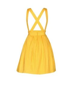 OYS Final Sale - Magically Made For Couture For Every Body Joanne Jumper Skirt With Removable Straps In Yellow Cotton Sateen